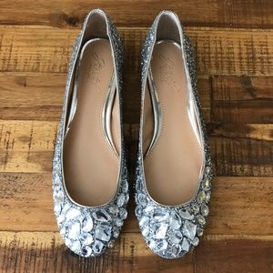 Jewel Badgley Mischka Mathilda rhinestone glitter shoes Sz 6